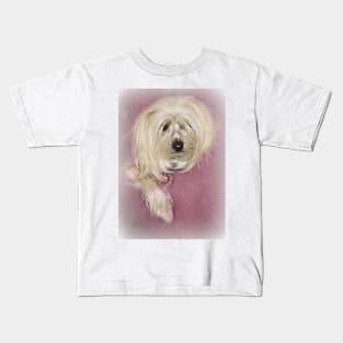 Chinese Crested Dog on Pink Kids T-Shirt